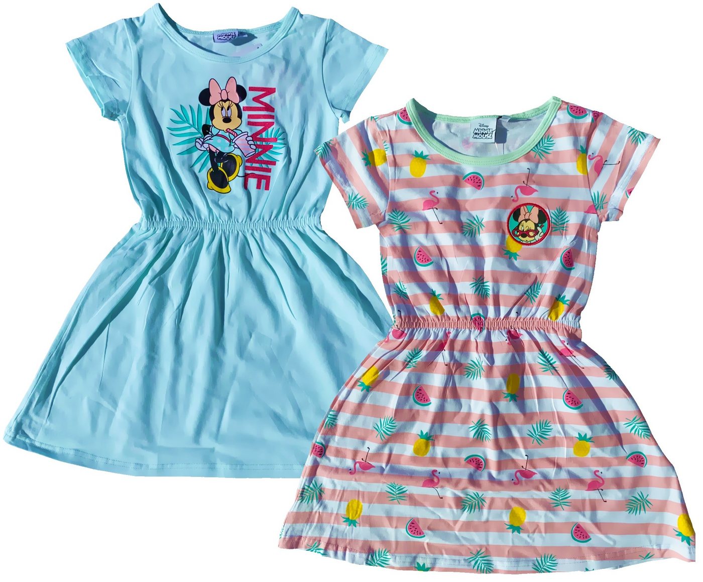 Disney Minnie Mouse Sommerkleid 2x MINNIE MOUSE Kleid Mädchenkleid Sommerkleid Mini Maus Türkis und gestreift Mädchen 2 3 4 5 6 7 8 9 10 Jahre Gr. 98 104 110 116 128 von Disney Minnie Mouse