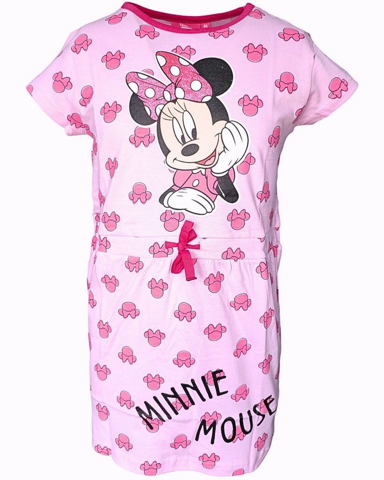 Disney Minnie Mouse Sommerkleid Minnie Maus Jerseykleid mit Glitzer für Mädchen Gr. 98-128 cm von Disney Minnie Mouse