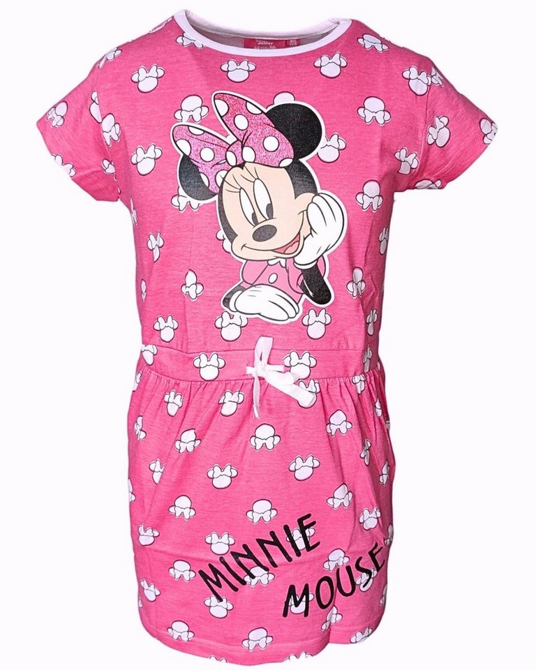 Disney Minnie Mouse Sommerkleid Minnie Maus Jerseykleid mit Glitzer für Mädchen Gr. 98-128 cm von Disney Minnie Mouse