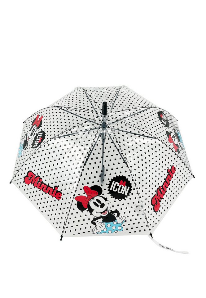 Disney Minnie Mouse Stockregenschirm Icon Kinder Automatik-Regenschirm schwarz weiß 82 cm, windfest von Disney Minnie Mouse