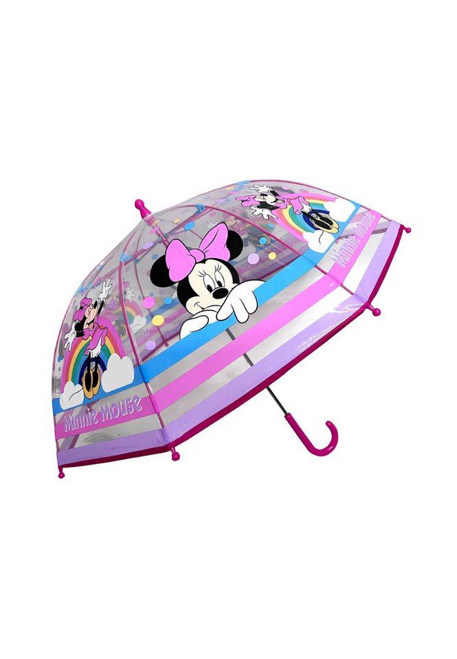 Disney Minnie Mouse Stockregenschirm Kinder Regenschirm mit Regenbogen Motiv ab 3 Jahren, windfest von Disney Minnie Mouse