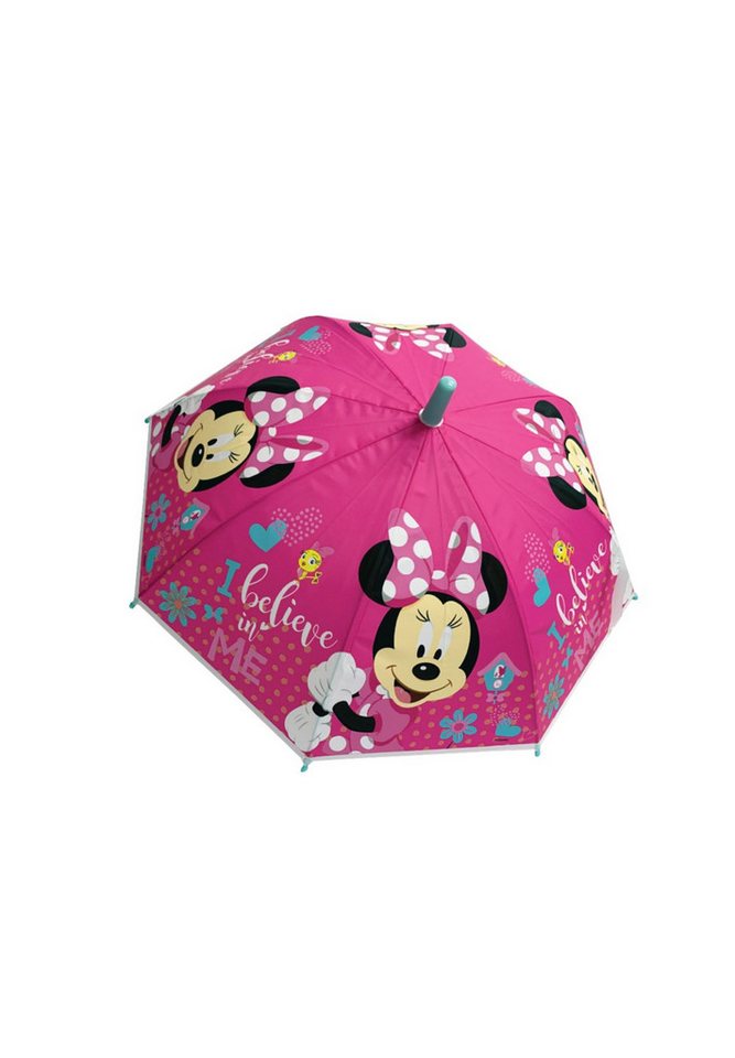 Disney Minnie Mouse Stockregenschirm Kinder Regenschirm pink mit Metallgestell ab 3 Jahren, windfest von Disney Minnie Mouse