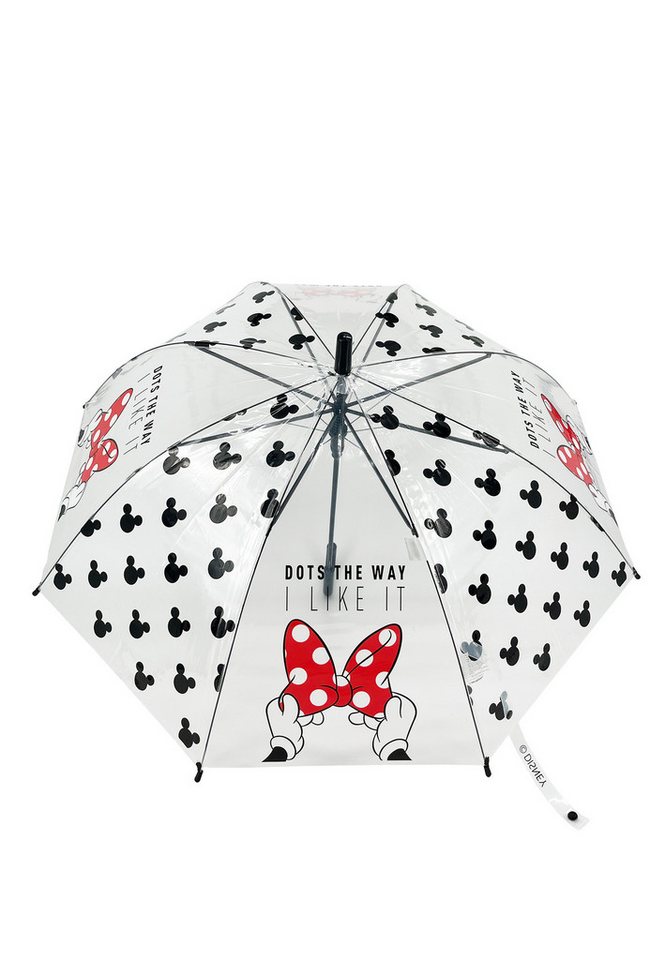 Disney Minnie Mouse Stockregenschirm Kinder Automatik-Regenschirm schwarz weiß Punkte 82 cm, windfest von Disney Minnie Mouse
