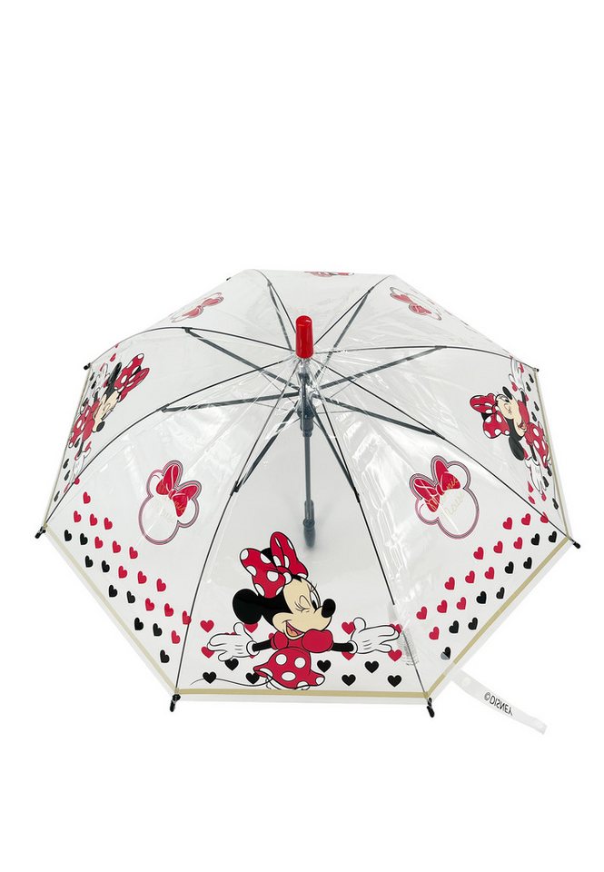 Disney Minnie Mouse Stockregenschirm Kinder Automatik-Regenschirm weiß rot Stockschirm 82 cm, windfest von Disney Minnie Mouse