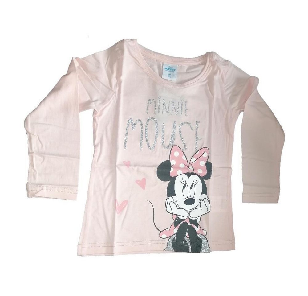 Disney Minnie Mouse T-Shirt Minnie Mouse Langarm T-Shirt für Mädchen mit glitzerndem Schriftzug von Disney Minnie Mouse