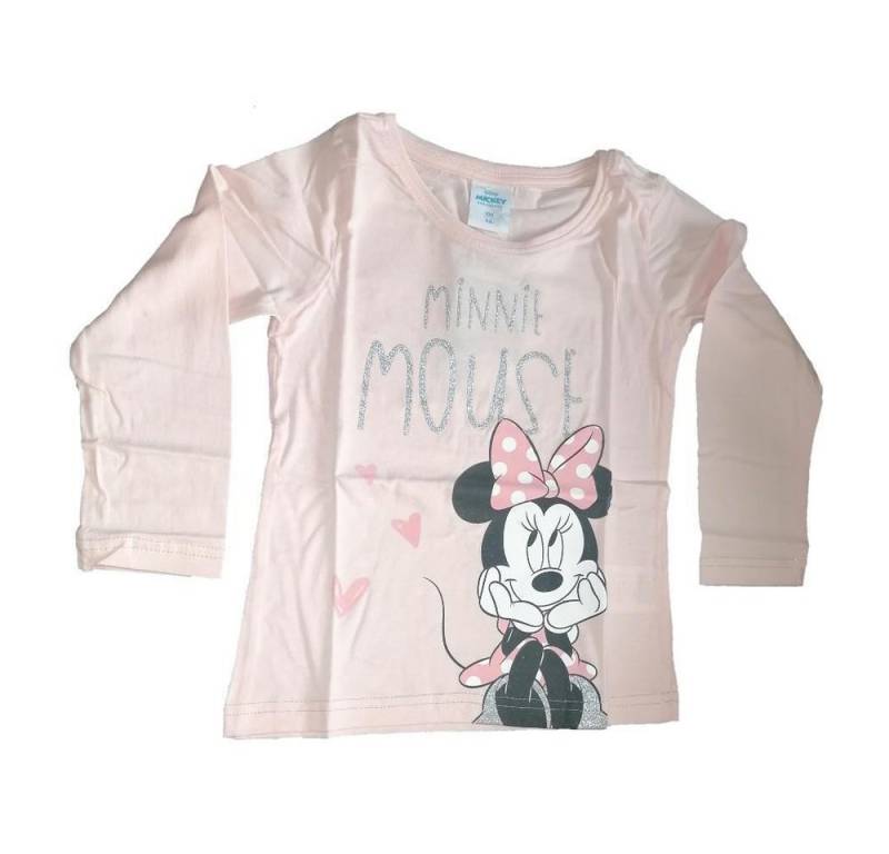 Disney Minnie Mouse T-Shirt Minnie Mouse Langarm T-Shirt für Mädchen mit glitzerndem Schriftzug von Disney Minnie Mouse