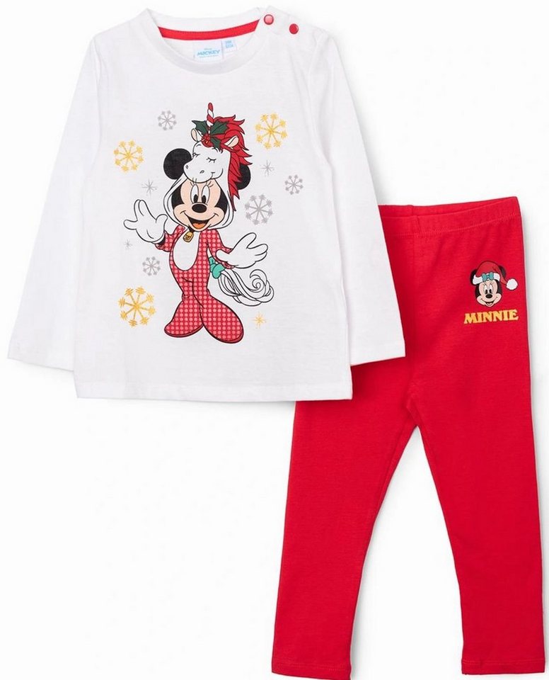 Disney Minnie Mouse T-Shirt & Sweatbermudas Mickey & Minnie Weihnachten Set Langarm + Hose Baby + Kleinkind (Set) von Disney Minnie Mouse