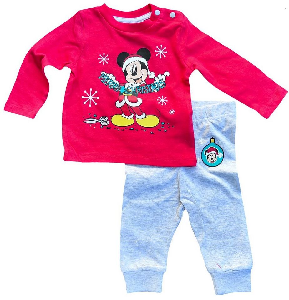 Disney Minnie Mouse T-Shirt & Sweatbermudas Mickey & Minnie Weihnachten Set Langarm + Hose Baby + Kleinkind (Set) von Disney Minnie Mouse