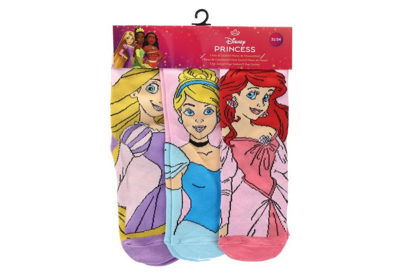 Disney Princess Socken Kindersocken 3er-Pack weich & elastisch mit Motivdruck (3-Paar) von Disney Princess