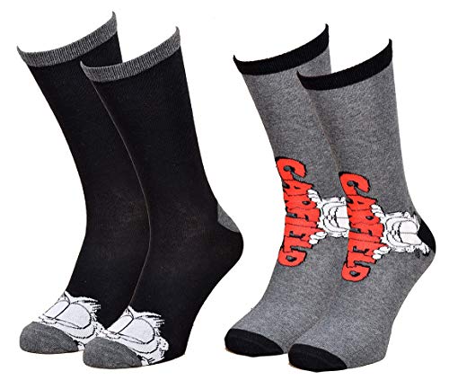 Disney Socks And Underwear – Herren-Socken Lizenz: Disney, Simpsons, Looney Tunes, Snoopy, aus Baumwolle, verschiedene Modelle je nach Verfügbarkeit, mehrfarbig Gr. 43/46, 2 Paar Garfield von Disney Socks And Underwear