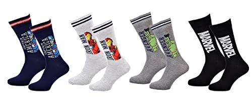 Disney Socks And Underwear - Herrensocken Marvel, Avengers, DC Comics aus Baumwolle – verschiedene Modelle mit Fotos je nach Verfügbarkeit – Mehrfarbig, Packung mit 4 Paaren, 43-46 von Disney Socks And Underwear