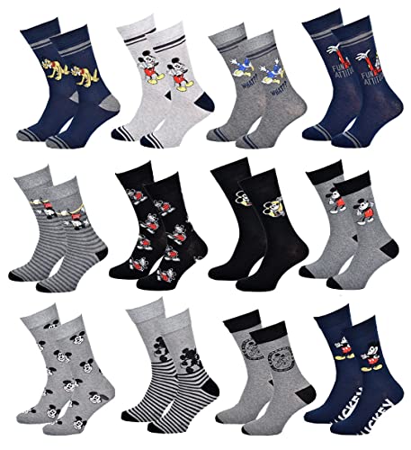 Disney Socks And Underwear – Herren-Socken Micky Maus aus Baumwolle – verschiedene Modelle je nach Verfügbarkeit – mehrfarbig Gr. 43/46, 3 Paar von Disney Socks And Underwear