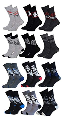 Disney Socks And Underwear – Herren-Socken Star Wars aus Baumwolle – verschiedene Modelle mit Fotos je nach Verfügbarkeit – mehrfarbig Gr. 43/46, 6 Paar von Disney Socks And Underwear