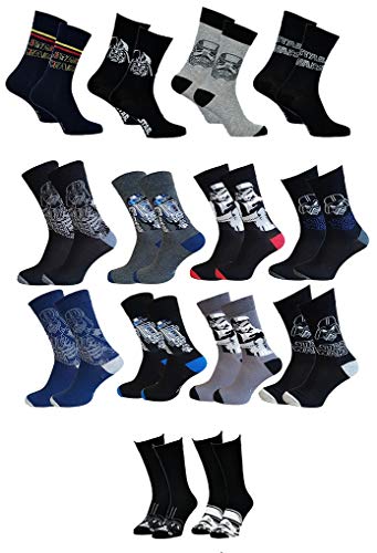 Disney Socks And Underwear – Herren-Socken Star Wars aus Baumwolle – verschiedene Modelle mit Fotos je nach Verfügbarkeit – mehrfarbig Gr. One size, 10 Paar von Disney Socks And Underwear