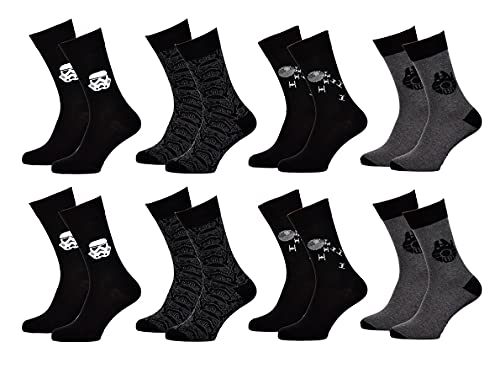 Disney Socks And Underwear – Herren-Socken Star Wars aus Baumwolle – verschiedene Modelle mit Fotos je nach Verfügbarkeit – mehrfarbig Gr. One size, Packung mit 8 Paar von Disney Socks And Underwear