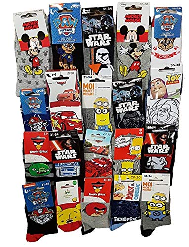 Disney Socks And Underwear – Socken Fantasy Lizenz aus Baumwolle Verkauft als Überraschungspaket – verschiedene Modelle mit Fotos je nach Verfügbarkeit – mehrfarbig Gr. 27/30, 10 Paar Jungen von Disney Socks And Underwear