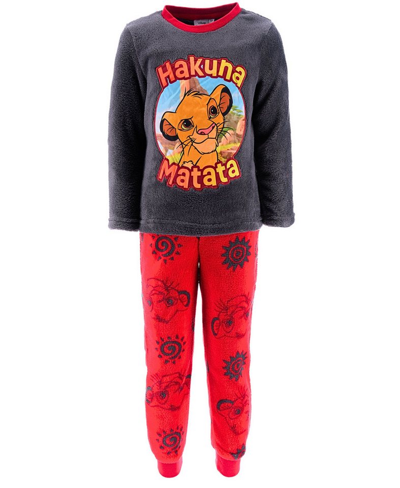 Disney The Lion King Schlafanzug Simba Hakuna Matata (2 tlg) Kinder Fleece Pyjama langarm Gr. 98 - 116 cm von Disney The Lion King