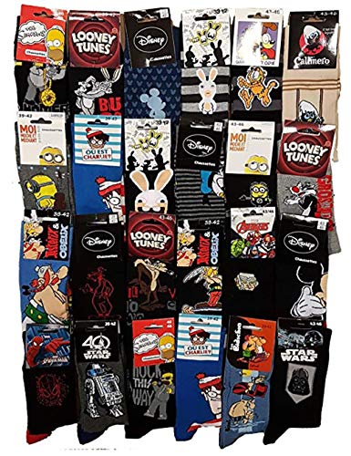 Disney socks. Packung lizenzierter Fantasiesocken - Sortiment von Fotomodellen nach Verfügbarkeit - (39/42, 10 Paar Herren-modelle.) von Disney socks.