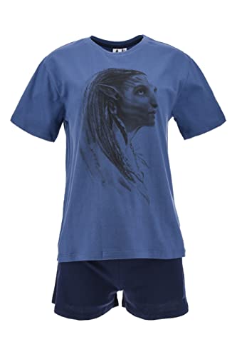 Avatar 2 Der Weg des Wassers T-Shirt und Shorts für Damen, Weicher Baumwoll-Pyjama, Neytiri Design 2-Teiliges Set, Geschenk für Damen und Teenager | S - Blau von Disney
