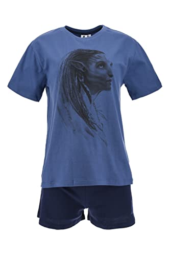 Avatar 2 Der Weg des Wassers T-Shirt und Shorts für Damen, Weicher Baumwoll-Pyjama, Neytiri Design 2-Teiliges Set, Geschenk für Damen und Teenager | XL - Blau von Disney