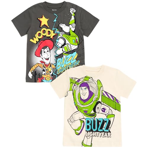 Buzz Lightyear und Woody Toy Story - 2er-Pack - Kurzarm T-Shirts für Kinder - 100% Baumwolle - 18-24 Monate: 92cm von Disney