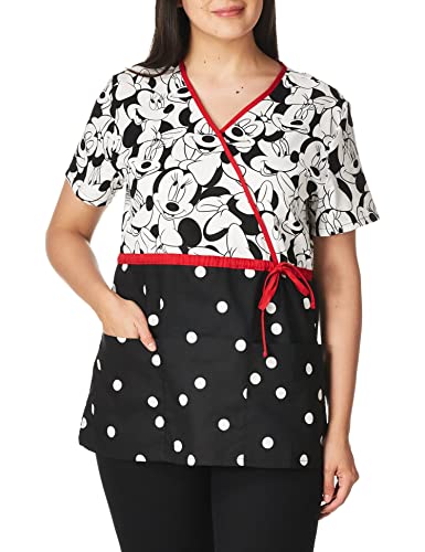 Cherokee Damen Mock Wrap Top Big Minnie - Schwarz - 3X-Groß von Disney