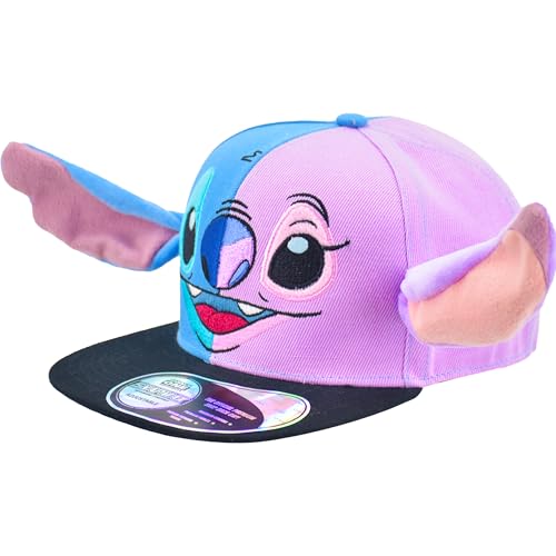 Concept One Unisex-Erwachsene Disney Stitch, Engelsgesicht, Verstellbare Flache Krempe, Snapback-Hut mit 3D-Ohren Baseballkappe, Mehrfarbig/Meereswellen (Ocean Tides), Einheitsgröße von Concept One