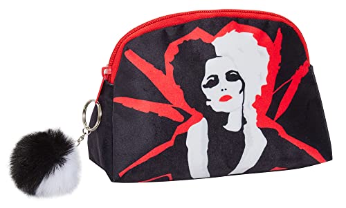 Cruella Make-up-Tasche für Frauen Disney Villians Kosmetiktasche Plüsch Federmäppchen, Schwarz , Einheitsgröße, Kosmetiktasche von Disney