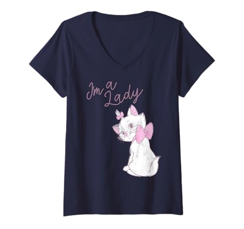 Damen Disney Aristocats Marie Ich bin eine Lady Portrait T-Shirt mit V-Ausschnitt von Disney