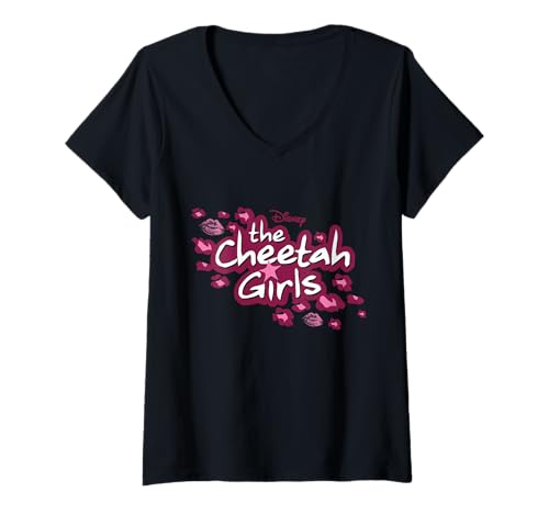 Damen Disney Channel The Cheetah Girls Logo Pink Animal Print T-Shirt mit V-Ausschnitt von Disney