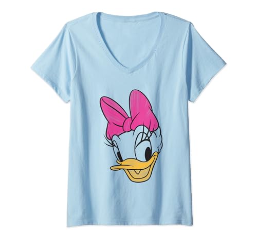 Damen Disney Daisy Duck Head Painted T-Shirt mit V-Ausschnitt von Disney