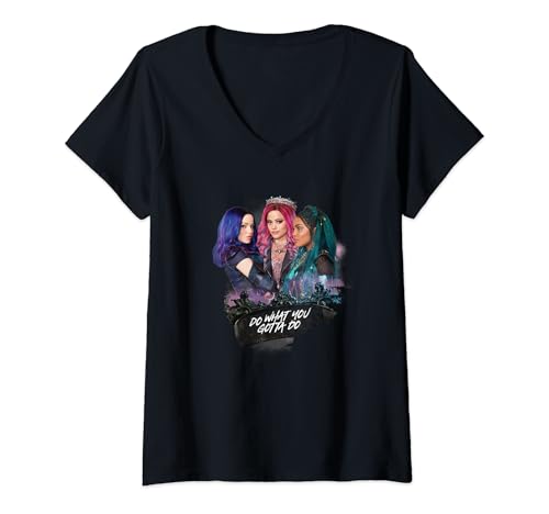 Damen Disney Descendants 3 Mal Uma Audrey Do What You Gotta Do T-Shirt mit V-Ausschnitt von Disney