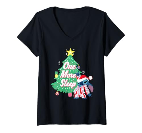 Damen Disney Lilo & Stitch One More Sleep Until Christmas T-Shirt mit V-Ausschnitt von Disney