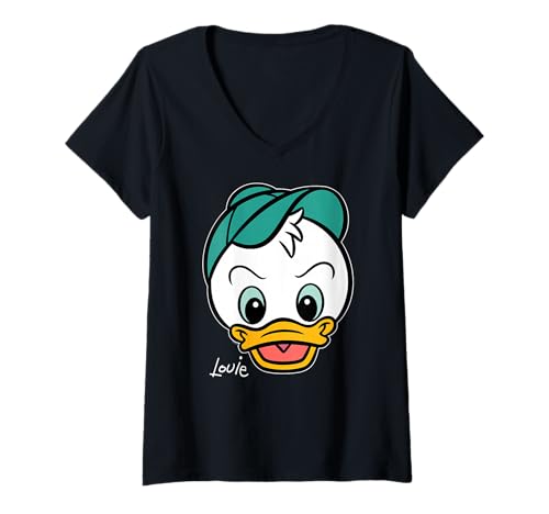 Damen Disney Louie Big Face Huey Dewey & Louie Duck Trip Matching T-Shirt mit V-Ausschnitt von Disney