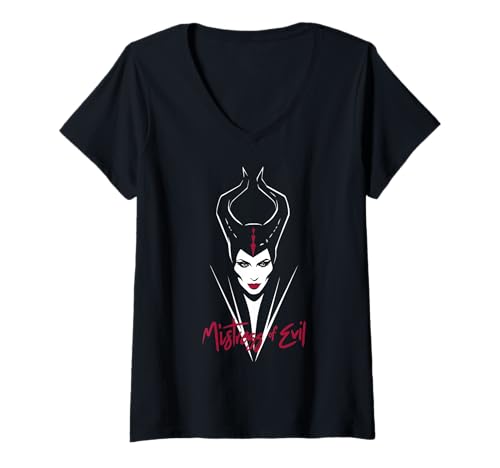 Damen Disney Maleficent — Die Herrin des Bösen — Dunkles Porträt T-Shirt mit V-Ausschnitt von Disney