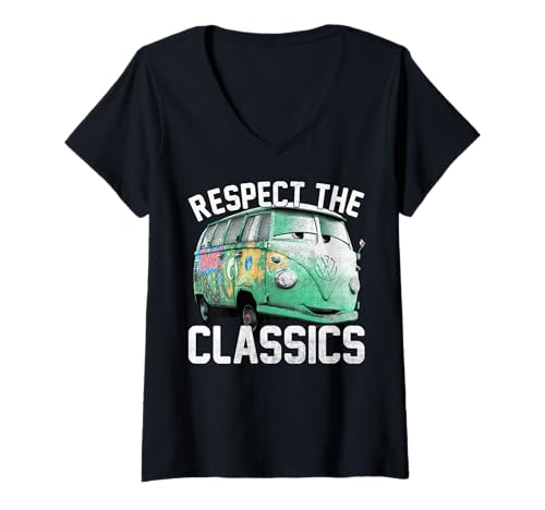 Damen Disney Pixar Cars Fillmore Respect Classics T-Shirt mit V-Ausschnitt von Disney