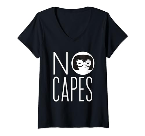 Damen Disney Pixar The Incredibles 2 Edna Mode No Capes Logo T-Shirt mit V-Ausschnitt von Disney
