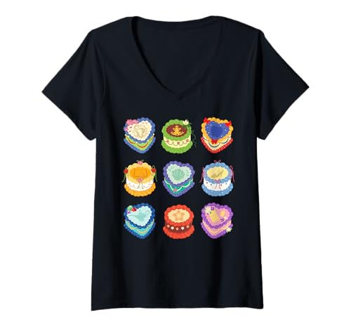 Damen Disney Princess Birthday Cakes Birthday Party Gift T-Shirt mit V-Ausschnitt von Disney