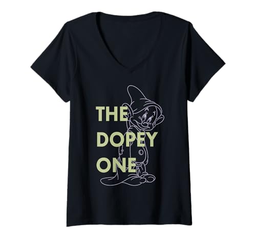 Damen Disney Snow White Dwarf Dopey The Dopey One im Überblick T-Shirt mit V-Ausschnitt von Disney