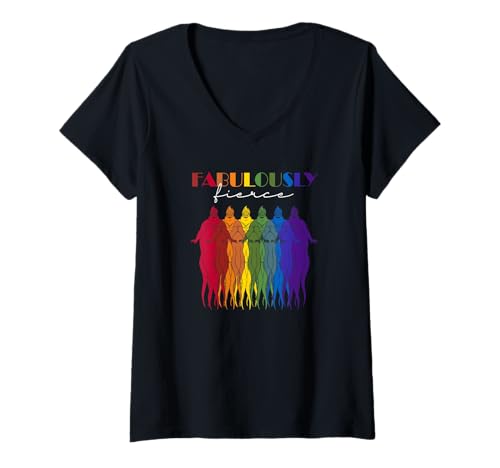 Damen Disney Villains Fabulously Fierce Rainbow Ursula T-Shirt mit V-Ausschnitt von Disney