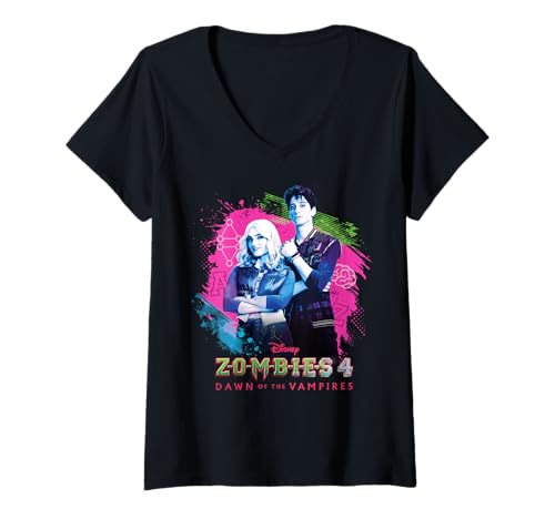 Damen Disney ZOMBIES 4: Dawn of the Vampires Movie Zed & Addison T-Shirt mit V-Ausschnitt von Disney