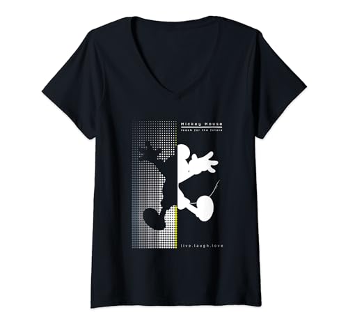 Damen Mickey Mouse Reach For The Future T-Shirt mit V-Ausschnitt von Disney