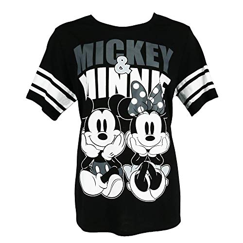 Damen-T-Shirt, Übergröße, Mickey und Minnie Mouse, Jersey, Schwarz, XXL von Disney