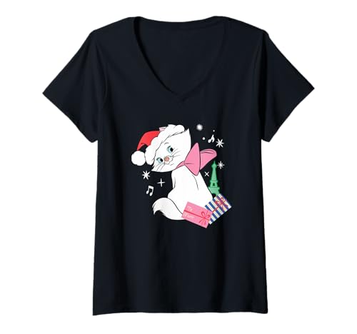 Damen Weihnachten The Aristocats Marie T-Shirt mit V-Ausschnitt von Disney