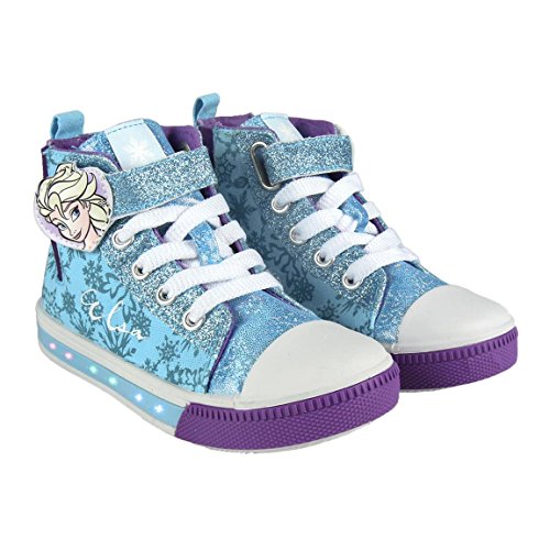 Disney Die Eiskönigin 2300002941 Mädchen Sneaker, Canvas, Mehrfarbig, Flashing Schuhe, Elsa, Himmelblau (24) von Disney