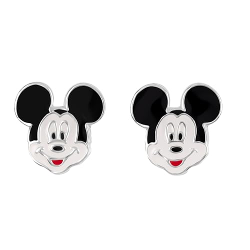 Disney 925 Sterling Silber Mickey Mouse Emaille Ohrstecker für Mädchen, Sterling Silber von Disney