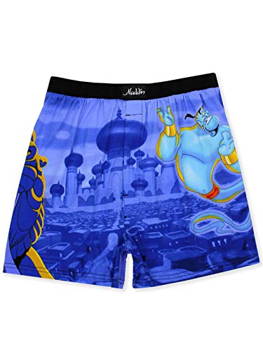 Disney Aladdin Genie Jafar Mens Briefly Stated Boxer Lounge Shorts (Medium, Blue/Multi) von Disney