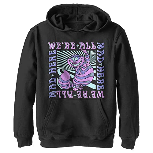 Disney Alice in Wonderland Cheshire Cat We're All Mad Box Up Boys Hoodie, Black, Small von Disney