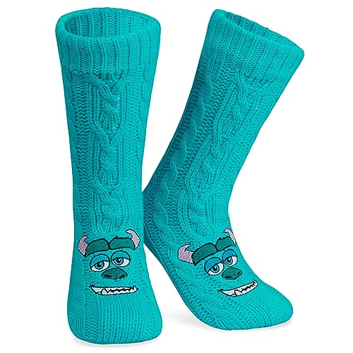 Disney Antirutschsocken Damen Teenager, One Size ABS Kuschelsocken Damen Antirutsch Haussocken Winter - Frauen Geschenke (Blau Sully) von Disney