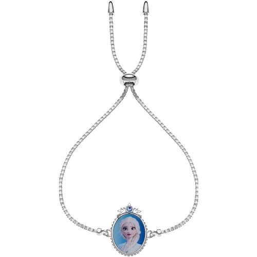 Disney-Armband für Mädchen aus Silber mit Elsa, Anna oder Olaf von Frozen, verzierter Anhänger mit blauem Zirkonia, Silber, Zirkonia & Emaille von Disney